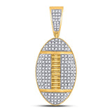 10kt Yellow Gold Mens Round Diamond Football Charm Pendant 1-1/3 Cttw