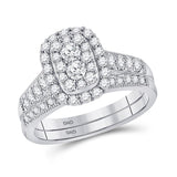 10kt White Gold Round Diamond Bridal Wedding Ring Band Set 1 Cttw