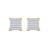 10kt Yellow Gold Round Diamond Square Earrings 1/6 Cttw