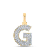 10kt Yellow Gold Mens Baguette Diamond G Initial Letter Charm Pendant 1/2 Cttw