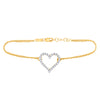 10kt Yellow Gold Womens Round Diamond Heart Bracelet 1/8 Cttw