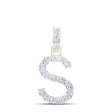 10kt Yellow Gold Womens Round Diamond S Initial Letter Pendant 1/10 Cttw