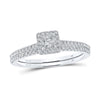 14kt White Gold Princess Diamond Halo Bridal Wedding Ring Band Set 1/2 Cttw