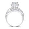 14kt White Gold Womens Round Diamond Marquise-shape Cluster Ring 1-3/4 Cttw