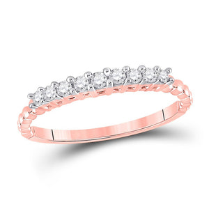 10kt Rose Gold Womens Round Diamond Single Row Band Ring 1/4 Cttw