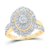 14kt Yellow Gold Oval Diamond Halo Bridal Wedding Engagement Ring 1-1/2 Cttw