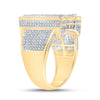 10kt Two-tone Gold Mens Round Diamond N Initial Letter Ring 1-1/5 Cttw