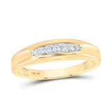 10kt Yellow Gold His Hers Round Diamond Square Matching Wedding Set 1/2 Cttw