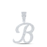 10kt White Gold Mens Round Diamond B Initial Letter Charm Pendant 1 Cttw