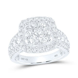 14kt White Gold Womens Round Diamond Square Cluster Ring 2 Cttw