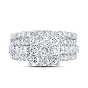 10kt White Gold Round Diamond Bridal Wedding Ring Band Set 2 Cttw