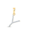 10kt Yellow Gold Womens Round Diamond Y Initial Letter Pendant 1/12 Cttw