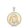10kt Yellow Gold Mens Round Diamond Mother Mary Circle Charm Pendant 1 Cttw