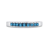 10kt White Gold Womens Princess Blue Color Enhanced Diamond Ribbed Band Ring 1/4 Cttw