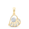 10kt Yellow Gold Womens Round Diamond Heart Pendant 1/4 Cttw