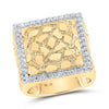 10kt Yellow Gold Mens Round Diamond Nugget Square Ring 7/8 Cttw