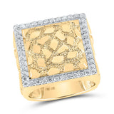 10kt Yellow Gold Mens Round Diamond Nugget Square Ring 7/8 Cttw