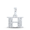 10kt White Gold Womens Round Diamond H Initial Letter Pendant 1/10 Cttw