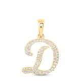 10kt Yellow Gold Womens Round Diamond D Initial Letter Pendant 1/5 Cttw