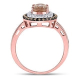 10kt Rose Gold Womens Oval Morganite Solitaire Diamond Fashion Ring 1-1/2 Cttw