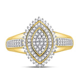 10kt Yellow Gold Womens Round Diamond Marquise-shape Cluster Ring 1/4 Cttw