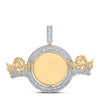 10kt Yellow Gold Mens Round Diamond Angel Memory Circle Charm Pendant 5-7/8 Cttw