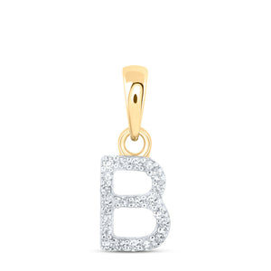 10kt Yellow Gold Womens Round Diamond B Initial Letter Pendant 1/20 Cttw