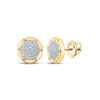 10kt Yellow Gold Womens Round Diamond Cluster Earrings 1/5 Cttw