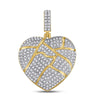 10kt Yellow Gold Mens Round Diamond Broken Heart Charm Pendant 5/8 Cttw