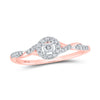 10kt Rose Gold Womens Round Diamond Halo Promise Ring 1/5 Cttw