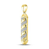 10kt Yellow Gold Mens Round Diamond Barber Pole Charm Pendant 1/8 Cttw