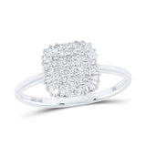 10kt White Gold Womens Round Diamond Square Ring 1/4 Cttw