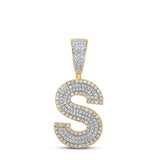 14kt Two-tone Gold Mens Round Diamond S Initial Letter Charm Pendant 3/4 Cttw