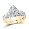 14kt Yellow Gold Round Diamond Bridal Wedding Ring Band Set 1 Cttw