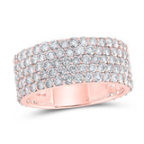 10kt Rose Gold Mens Round Diamond 5-Row Pave Band Ring 4-3/8 Cttw