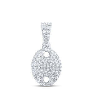 10kt White Gold Womens Round Diamond Oval Pendant 1/3 Cttw