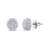 Sterling Silver Round Diamond Circle Disk Stud Earrings 1/20 Cttw