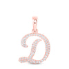 10kt Rose Gold Womens Round Diamond D Initial Letter Pendant 1/5 Cttw