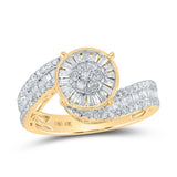 10kt Yellow Gold Round Diamond Cluster Bridal Wedding Engagement Ring 1-1/4 Cttw