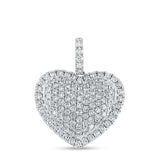 14kt White Gold Womens Round Diamond Heart Pendant 1-1/4 Cttw