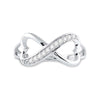 Sterling Silver Womens Round Diamond Infinity Fashion Band Ring 1/10 Cttw
