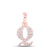 10kt Rose Gold Womens Round Diamond Q Initial Letter Pendant 1/10 Cttw