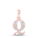 10kt Rose Gold Womens Round Diamond Q Initial Letter Pendant 1/10 Cttw