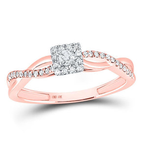 10kt Rose Gold Round Diamond Solitaire Twist Bridal Wedding Engagement Ring 1/5 Cttw