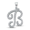 10kt White Gold Womens Round Diamond Initial B Letter Pendant 1/5 Cttw