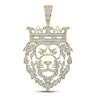 10kt Yellow Gold Mens Round Diamond King Lion Crown Charm Pendant 3/4 Cttw