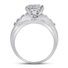 10kt White Gold Round Diamond Cluster Bridal Wedding Engagement Ring 1/2 Cttw