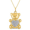 10kt Yellow Gold Womens Round Diamond Bear Heart Animal Pendant 1/10 Cttw