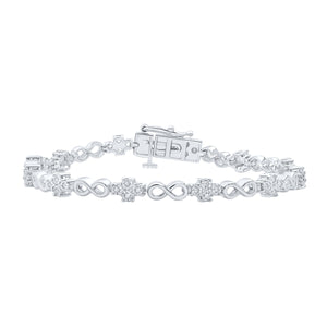 Sterling Silver Womens Round Diamond Fashion Bracelet 1/4 Cttw