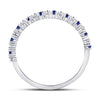 10kt White Gold Womens Round Blue Sapphire Diamond Stackable Band Ring 1/5 Cttw